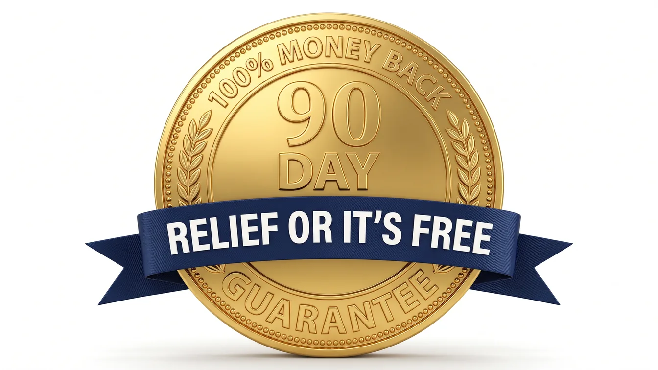 Gold medal: 100% money back, 90 day guarantee, relief or it's free